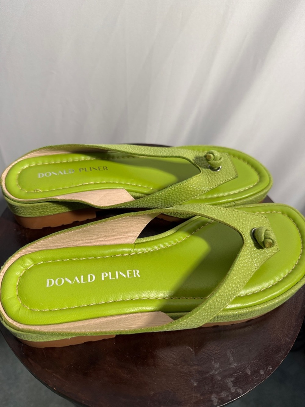 Donald J. Pliner Lime Green Leather Thong Sandals